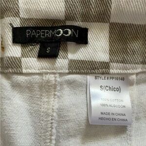 Papermoon tan and White Checkered pants